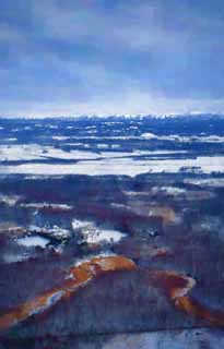 illust, materiale, libero panorama, ritratto dipinto, matita di colore disegna a pastello, disegnando,La terra di nord,  nevoso, campo nevoso, Nuvolosit, fiume