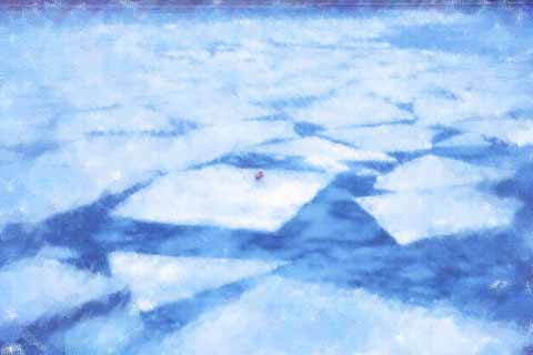 illustration,material,free,landscape,picture,painting,color pencil,crayon,drawing,Patchwork of drift ice, Drift ice, Ice, gull, Drifting