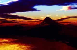 Foto, materiell, befreit, Landschaft, Bild, hat Foto auf Lager,Roter Fuji, Stiel des Lichtes, Wolke, Fuji, Das Meer