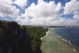 foto,tela,gratis,paisaje,fotografa,idea,Color azul de golfo de Tumon, Isla de sur, Centro vacacional, Tropical, Arrecife de coral