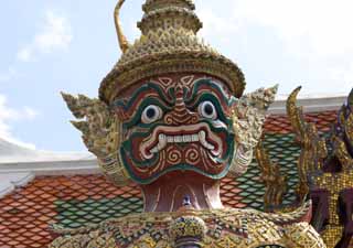 foto,tela,gratis,paisaje,fotografa,idea,Una tutor deidad tailandesa, Gold, Buddha, Templo del buda de esmeralda, Turismo