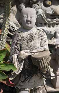 fotografia, material, livra, ajardine, imagine, proveja fotografia,Uma esttua de pedra de Wat Suthat, templo, Imagem budista, apedreje esttua, Bangkok