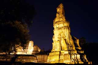 fotografia, material, livra, ajardine, imagine, proveja fotografia,Wat Phra Mahathat, A herana cultural de mundo, Budismo, construindo, Ayutthaya permanece