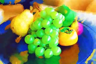 illust, materiale, libero panorama, ritratto dipinto, matita di colore disegna a pastello, disegnando,L'altezza di frutta, Frutta, , acino d'uva, Pera di Hiroshi