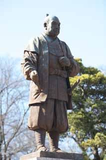 Foto, materiell, befreit, Landschaft, Bild, hat Foto auf Lager,Ieyasu Tokugawa Bronzestatue, bronzieren Sie Statue, Edo, Mikawa, Die Geschichte