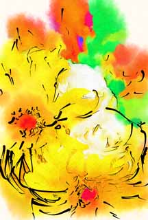 illust, matire, libre, paysage, image, le tableau, crayon de la couleur, colorie, en tirant,Le bouquet qui est un adulte, fleur, bouquet, La prsentation, Jaune