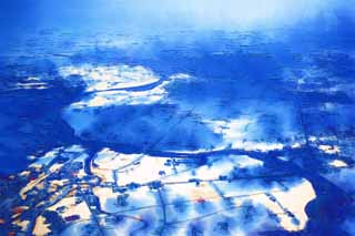 illust, materiale, libero panorama, ritratto dipinto, matita di colore disegna a pastello, disegnando,La terra di nord, scena di neve, I campi, nube, Agricoltura