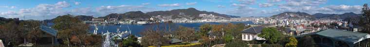 fotografia, materiale, libero il panorama, dipinga, fotografia di scorta,Nagasaki Port vista intera, Nagasaki vira, sollevi con una gru, costruendo, ponte