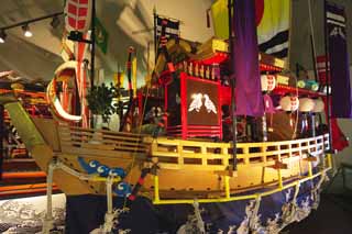photo, la matire, libre, amnage, dcrivez, photo de la rserve,Une voiture de festival de Nagasaki KUNCHI, bateau, lanterne, festival, voiture de festival