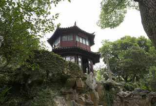 fotografia, material, livra, ajardine, imagine, proveja fotografia,A arquitetura de Zhuozhengyuan, Arquitetura, Um octgono, montanha temporria, jardim