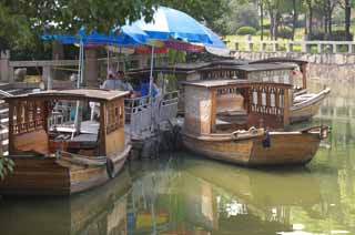 fotografia, material, livra, ajardine, imagine, proveja fotografia,Um barco de Suzhou, barco pequeno, recipiente de madeira, canal, gua