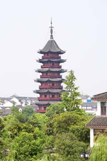 photo,material,free,landscape,picture,stock photo,Creative Commons,An auspicious light tower, Chinese style, roof, I am cinnabar red, tower for Taho-nyorai