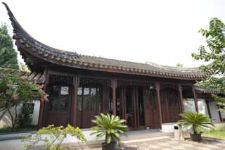 Foto, materiell, befreit, Landschaft, Bild, hat Foto auf Lager,Ein altes Gebude von Suzhou, Dach, Pfeiler, Ich bin Zinnober rot, Haus