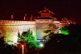 illust,tela,gratis,paisaje,fotografa,idea,pintura,Lpiz de color,dibujo,Long Anjo pared de castillo, Chang 'an, Puerta de castillo, Ladrillo, La historia