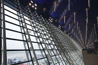 photo,material,free,landscape,picture,stock photo,Creative Commons,Shanghai Airport, An airport, terminal building, I am fitted with glass, steel frame