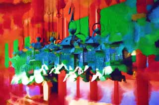 illust, matire, libre, paysage, image, le tableau, crayon de la couleur, colorie, en tirant,La lanterne de jardin de Kasuga Taisha Temple, Shintosme, Temple shintoste, Je suis peint en rouge, lanterne de jardin