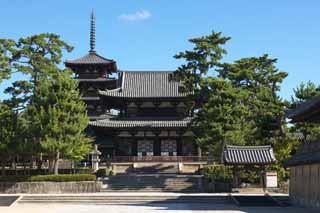 , , , , ,  .,Horyu-ji , ,         -styled   Fujiwara ,  Storeyed Pagoda, 