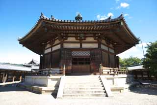 fotografia, material, livra, ajardine, imagine, proveja fotografia,Horyu-ji Templo sonho, Budismo, Sonho, 8 forma quadrada, Um templo interno