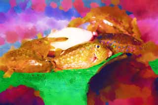 illust, materiale, libero panorama, ritratto dipinto, matita di colore disegna a pastello, disegnando,Un trunkfish chiazzato, trunkfish chiazzato, , Pesce palla, 