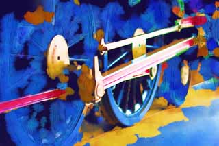 illust, materiale, libero panorama, ritratto dipinto, matita di colore disegna a pastello, disegnando,Una ruota di guida, vaporizzi locomotiva, treno, ruota che guida, Ferro