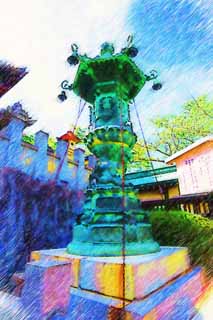illust, matire, libre, paysage, image, le tableau, crayon de la couleur, colorie, en tirant,Kompira-san lanterne du jardin du Temple, lanterne de jardin, , , 