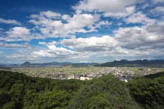 Foto, materiell, befreit, Landschaft, Bild, hat Foto auf Lager,Die Sicht von Kompira-san Schrein, Kagawa, Sicht, , Schintoismus