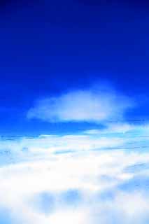 illust, materiale, libero panorama, ritratto dipinto, matita di colore disegna a pastello, disegnando,Stratospheric azzurra, mare di nubi, nube, Cielo, Un aeroplano