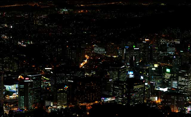 fotografia, materiale, libero il panorama, dipinga, fotografia di scorta,Una vista serale di Seoul, costruendo, Neon, vista serale, Illuminazione