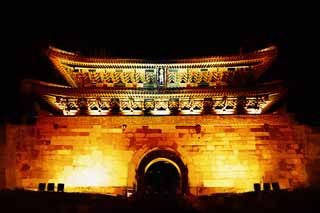 illust, materiale, libero panorama, ritratto dipinto, matita di colore disegna a pastello, disegnando,Namdaemun, cancello di castello, Namdaemun, , Han arrocca