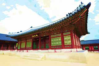 illust, materiale, libero panorama, ritratto dipinto, matita di colore disegna a pastello, disegnando,La vita differita di Kyng-bokkung, edificio di legno, eredit di mondo, Confucianesimo, Molti pacchetti disegnano