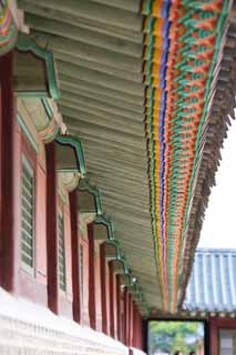 fotografia, material, livra, ajardine, imagine, proveja fotografia,Beirados de Kyng-bokkung, Beirados, telhado, colora o treinador,  feito de madeira