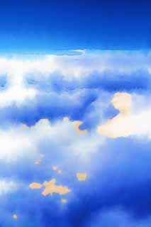 illustration,material,free,landscape,picture,painting,color pencil,crayon,drawing,A sea of clouds, cloud, sea of clouds, , 