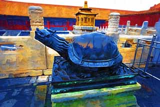 illustration,material,free,landscape,picture,painting,color pencil,crayon,drawing,Ding turtle Forbidden City, Tortoise, Turtle, Decoration, World Heritage