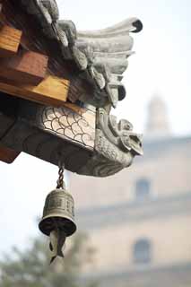 fotografia, material, livra, ajardine, imagine, proveja fotografia,Roof ornamento no Grande Templo da Misericrdia e Bondade, Budismo, Azulejo, Sino, Viaje ao oeste