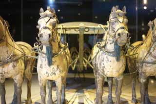 fotografia, material, livra, ajardine, imagine, proveja fotografia,Bronze Chariot e Cavalos no Mausolu do Primeiro Imperador Qin, Cobre puxado a cavalo, Pessoas antigas, Tumba, Herana mundial