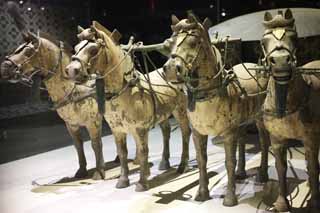Foto, materiell, befreit, Landschaft, Bild, hat Foto auf Lager,Bronze Chariot und Pferde im Mausoleum des ersten Kaisers Qin, Von Pferden gezogenes Kupfer, Alte Leute, Gruft, Welterbe