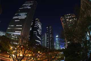 fotografia, material, livra, ajardine, imagine, proveja fotografia,Shinjuku  noite, Edifcio alto, Subcenter, Tquio o governo metropolitano, Construindo