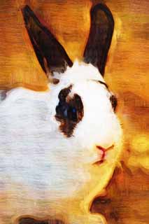 illust, materiale, libero panorama, ritratto dipinto, matita di colore disegna a pastello, disegnando,Uno di coniglio, Coniglio, , Bestiame, 