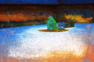 illust, materiale, libero panorama, ritratto dipinto, matita di colore disegna a pastello, disegnando,Il giardino roccioso nel tempio di pacifica drago, Eredit di Mondo, Culli giardino, Tempio Zen, Muromachi Shogunate