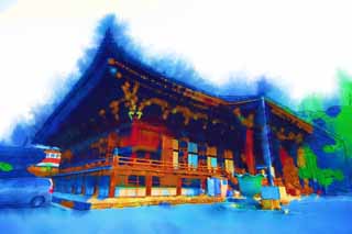 illust, materiale, libero panorama, ritratto dipinto, matita di colore disegna a pastello, disegnando,Chionin Istituto di tempio buddista, Buddismo, HOUNEN, Buddista vocazionale, Tempio Zen