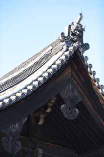 Foto, materiell, befreit, Landschaft, Bild, hat Foto auf Lager,Tor in To-ji Tempel, Buddhismus, Dachziegel, Welterbe, Oni