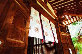 illust, material, livram, paisagem, quadro, pintura, lpis de cor, creiom, puxando,Toshodai-ji Templo conferncia corredor, O Tribunal Imperial arquitetura, edifcio de madeira, Monastrio budista, Chaitya