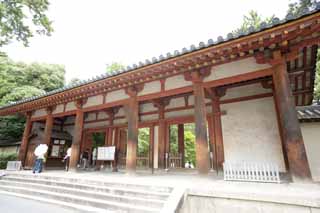 fotografia, material, livra, ajardine, imagine, proveja fotografia,O Templo de Toshodai-ji porto sul, Eu sou pintado em vermelho, edifcio de madeira, Monastrio budista, Chaitya