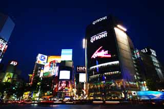 Foto, materieel, vrij, landschap, schilderstuk, bevoorraden foto,Avond van Shibuya, Benedenstad, QFRONT, Shibuya 109, Neon