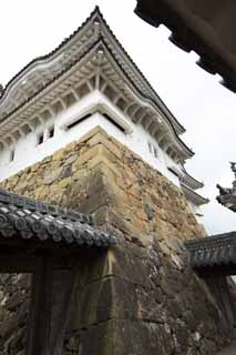 fotografia, materiale, libero il panorama, dipinga, fotografia di scorta,Himeji-jo il Castello Inui la piccola torre di castello, Quattro tesori nazionali Arroccano, Sadanori Akamatsu, Shigetaka Kuroda, Hideyoshi Hashiba
