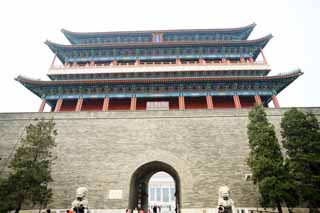 Foto, materieel, vrij, landschap, schilderstuk, bevoorraden foto,De Zhengyang poort, Kasteel poort, Uitkijk op een kasteel, , 