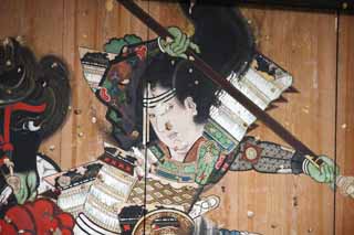 fotografia, material, livra, ajardine, imagine, proveja fotografia,O quadro de teto de Templo de Hase-dera, Um ukiyoe imprime, samurai, Chaitya, Mitera da flor