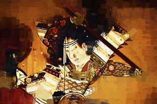 illust, materiale, libero panorama, ritratto dipinto, matita di colore disegna a pastello, disegnando,Il ritratto di soffitto di Tempio di Hase-dera, Un ukiyoe stampa, samurai, Chaitya, Mitera del fiore
