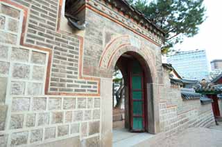 foto,tela,gratis,paisaje,fotografa,idea,La puerta del ladrillo del santuario de Kotobuki de virtud, Edificio de palacio, Ladrillo, Ave, Arquitectura de tradicin