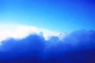 illust, materiale, libero panorama, ritratto dipinto, matita di colore disegna a pastello, disegnando,Un mare di nubi, nube, cielo blu, Nube di cumulo, ragno